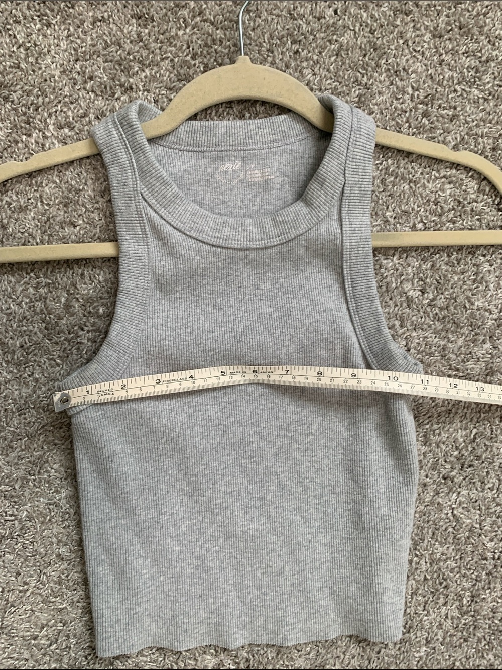 aerie Light Gray Ribbed Crewneck Cropped Tank Top - Picture 7 of 7